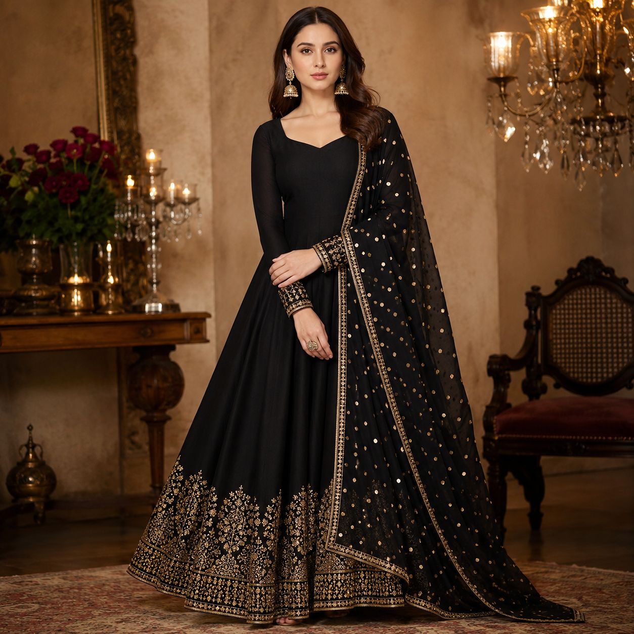 Aditi Rao Hydari Black Anarkali Suit