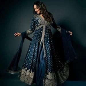 Sonakshi Sinha Teal Blue colour Anarkali Suit