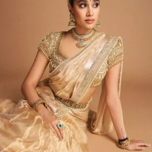 Janhvi Kapoor Inspired Golden Beige Designer Lehenga Set
