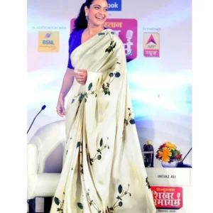 Kajol Devgan Tussar Silk Off-White Colour Saree