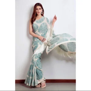Kriti Sanon Off-White Satin Georgette Saree