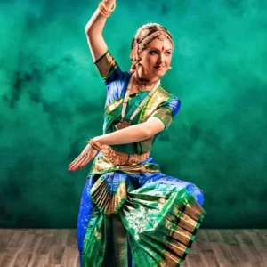 Blue And Green Colour Bharatnatyam Dance Dress Costume