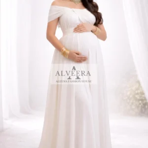 Maternity Bardot wrap gown -spandex Lycra